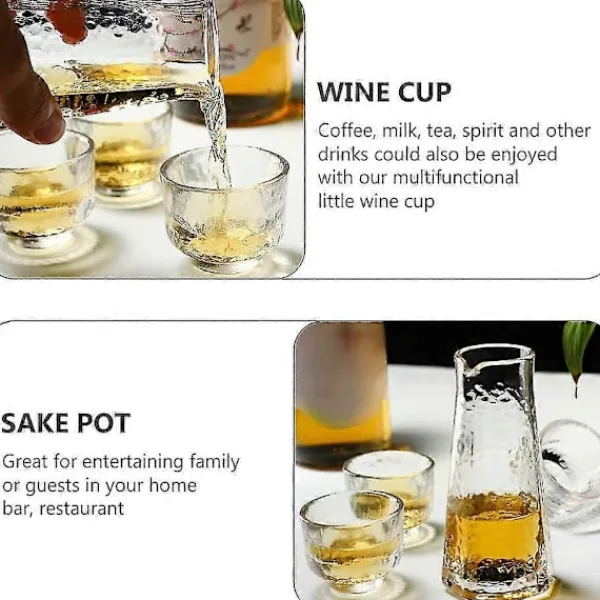 Matgrupper>Japanskt Sake Set - Glas Karaff med 3 Sake Koppar