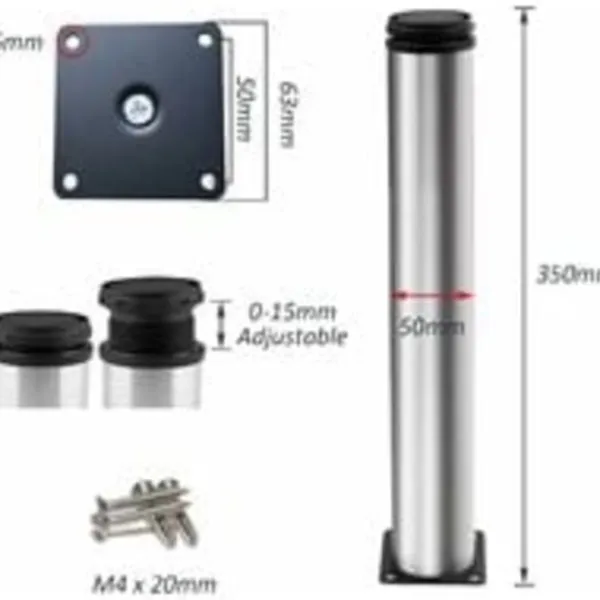 Stolar>Justerbara ben 350 mm Höjd Tjocka skåp Ben Bordsben Möbelben, borstat rostfritt stål, justerbar höjd 0-15 mm