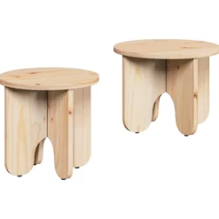 vidaXL Småbord>Kaffeebord 2 pcs Naturfärg Massivt tallträ