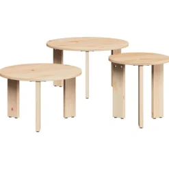 vidaXL Soffbord>Kaffeebord 3 pcs Naturfärg Massiv furu