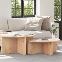 vidaXL Soffbord>Kaffeebord 2 pcs Naturfärg Massiv furu