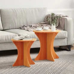 vidaXL Småbord>Kaffeebord 2 pcs Vaxbrun Massiv furu