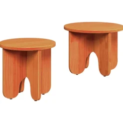 vidaXL Småbord>Kaffeebord 2 pcs Vaxbrun Massivt tallträ