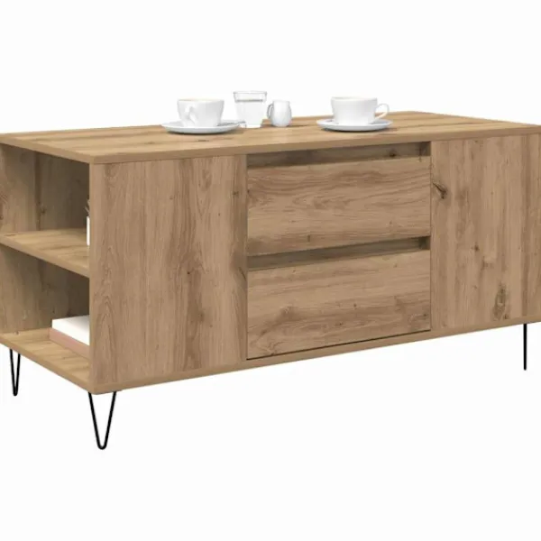 vidaXL Soffbord>Kaffeebord Artisan Ek 102 x 44,5 x 50 cm Konstruerat trä