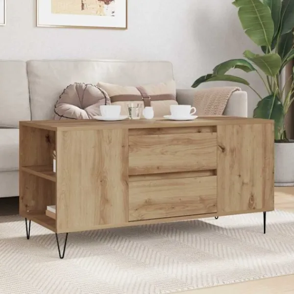 vidaXL Soffbord>Kaffeebord Artisan Ek 102 x 44,5 x 50 cm Konstruerat trä