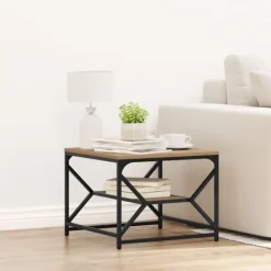 vidaXL Småbord>Kaffeebord Artisan Ek 51 x 50 x 40 cm Konstruerat trä och stål