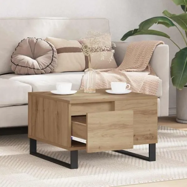 vidaXL Soffbord>Kaffeebord Artisan Ek 55 x 55 x 36,5 cm Konstruerat trä