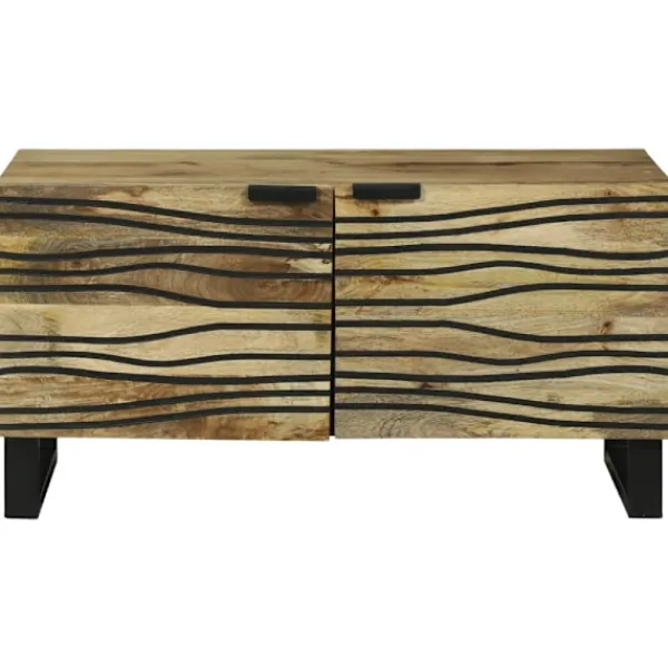 vidaXL Sideboards>Kaffeebord Brun och svart 80 x 50 x 40 cm Massivt akaciaträ