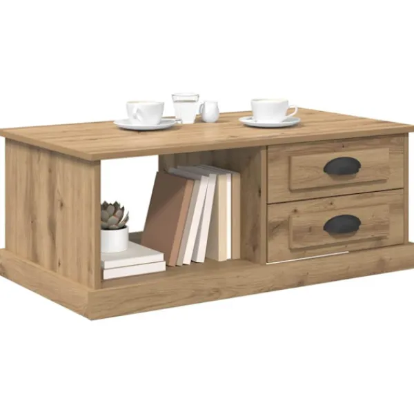 vidaXL Soffbord>Kaffeebord med låda Artisan Ek 90 x 50 x 35 cm Konstruerat trä