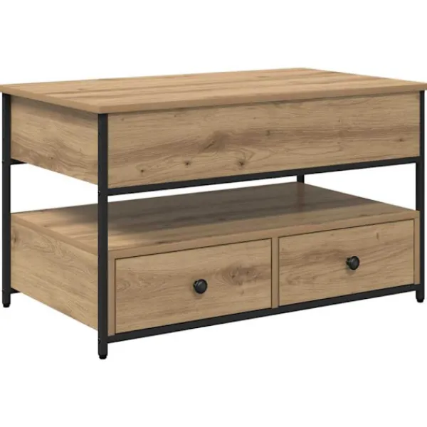 vidaXL Soffbord>Kaffeebord med låda Artisan Ek 85 x 50 x 50 cm Konstruerat trä
