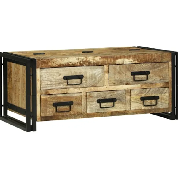 vidaXL Byråer>Kaffeebord med låda Brun 90 x 50 x 38 cm Massivt mangoträ