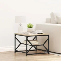 vidaXL Småbord>Kaffeebord Sonoma-ek 51 x 50 x 40 cm Konstruerat trä och stål