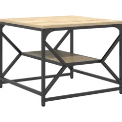 vidaXL Småbord>Kaffeebord Sonoma-ek 51 x 50 x 40 cm Konstruerat trä och stål