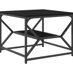 vidaXL Småbord>Kaffeebord Svart Ek 51 x 50 x 40 cm Konstruerat trä och stål