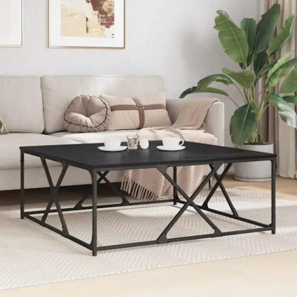vidaXL Soffbord>Kaffeebord Svart Ek 100 x 100 x 40 cm Konstruerat trä
