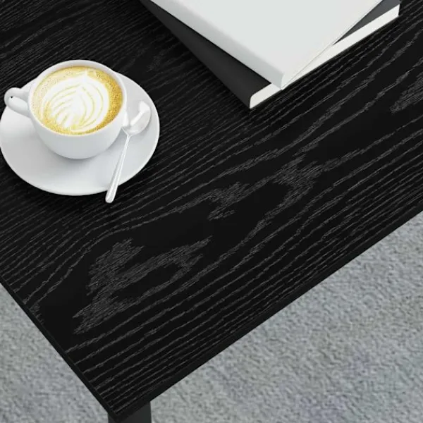 vidaXL Soffbord>Kaffeebord Svart Ek 80 x 80 x 45 cm Konstruerat trä