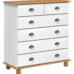 vidaXL Byråer>Kista av lådor med låda ASKIM Vit 91 x 40 x 95,5 cm Massiv furu