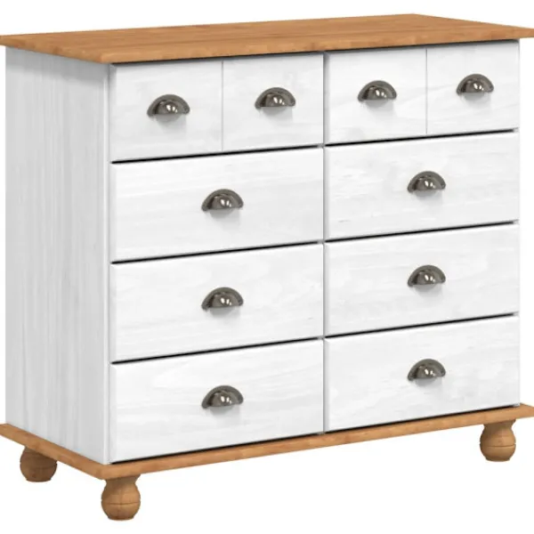 vidaXL Byråer>Kista av lådor med låda ASKIM Vit 91 x 40 x 79 cm Massiv furu