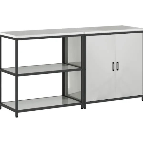 vidaXL Köksö>Köksförvaringsset med hylla 2 pcs Silver Galvaniserat Stål