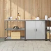 vidaXL Köksö>Köksförvaringsset med hylla 2 pcs Silver Rostfritt stål