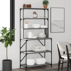 vidaXL Köksö>Kökshylla 6 hyllplan grå sonoma 90x40x180 cm konstruerat trä