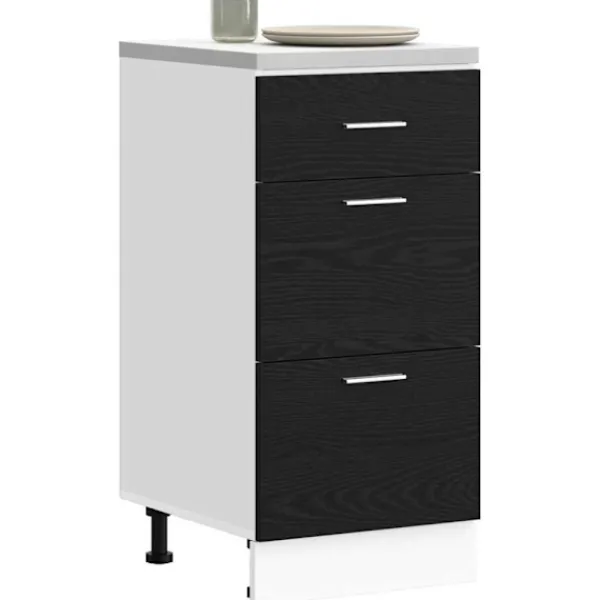 vidaXL Skåp>Köksunderskåp Svart Ek 40 x 46 x 81,5 cm Konstruerat trä