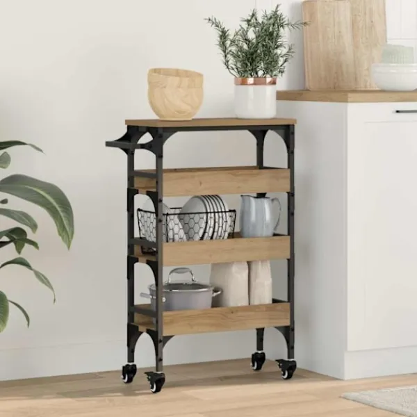 vidaXL Köksö>Köksvagn Artisan Ek 53 x 20 x 76 cm Konstruerat trä