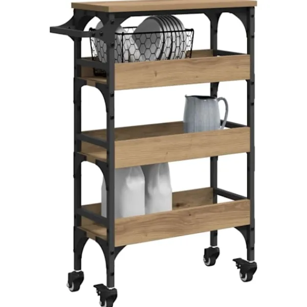 vidaXL Köksö>Köksvagn Artisan Ek 53 x 20 x 76 cm Konstruerat trä