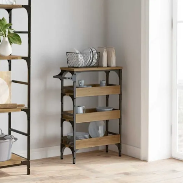 vidaXL Köksö>Köksvagn Artisan Ek 53 x 20 x 76 cm Konstruerat trä