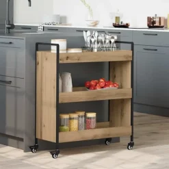 vidaXL Köksö>Köksvagn Artisan Ek 70 x 30 x 82 cm Konstruerat trä