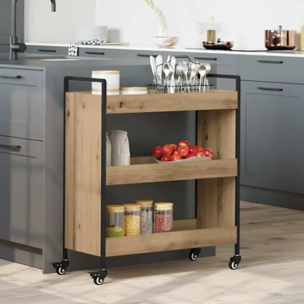 vidaXL Köksö>Köksvagn Artisan Ek 70 x 30 x 82 cm Konstruerat trä