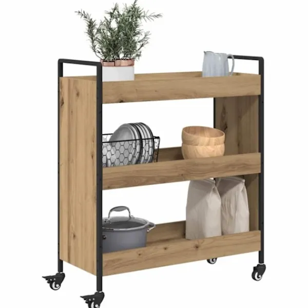 vidaXL Köksö>Köksvagn Artisan Ek 70 x 30 x 82 cm Konstruerat trä