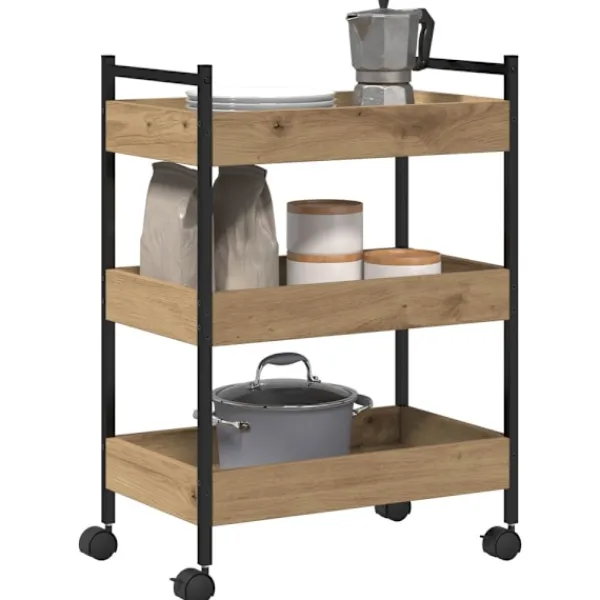 vidaXL Köksö>Köksvagn Artisan Ek 50 x 30 x 70 cm Konstruerat trä
