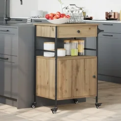 vidaXL Köksö>Köksvagn Artisan Ek 56 x 43 x 89,5 cm Konstruerat trä