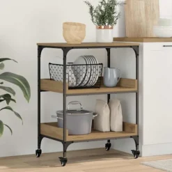 vidaXL Köksö>Köksvagn Artisan Ek 60 x 41 x 80.5 cm Konstruerat trä