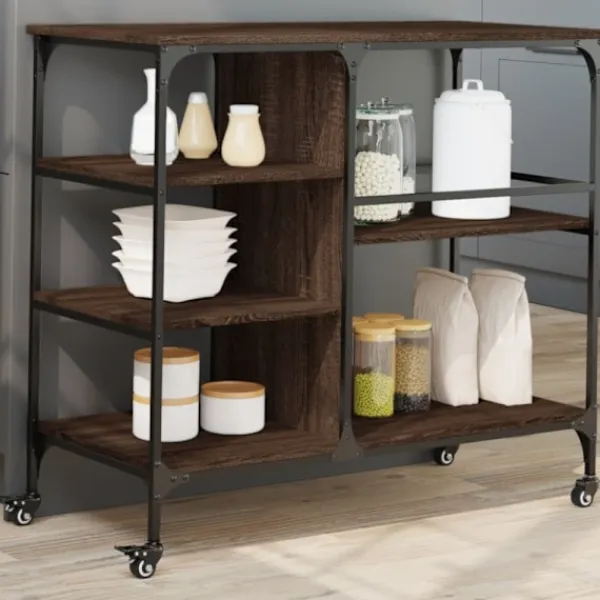 vidaXL Köksö>Köksvagn brun ek 100x45x89,5 cm konstruerat trä