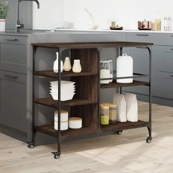 vidaXL Köksö>Köksvagn brun ek 100x45x89,5 cm konstruerat trä