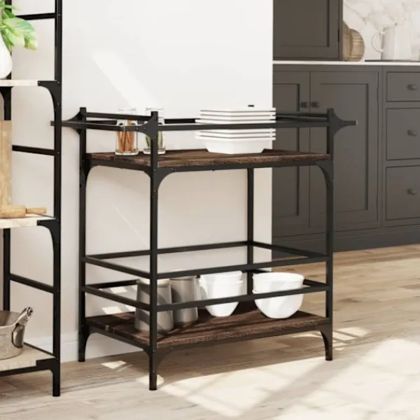 vidaXL Köksö>Köksvagn brun ek 82x40x78,5 cm konstruerat trä
