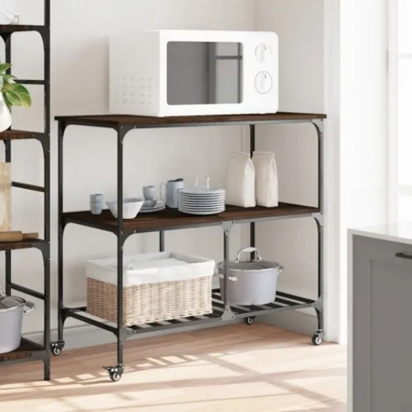 vidaXL Köksö>Köksvagn brun ek 100x50x95 cm konstruerat trä