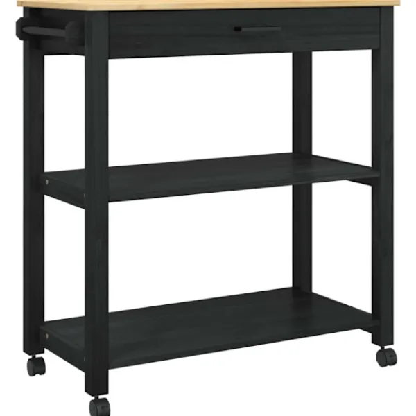 vidaXL Köksö>Köksvagn Enfärgad Svart 84 x 40 x 88,5 cm