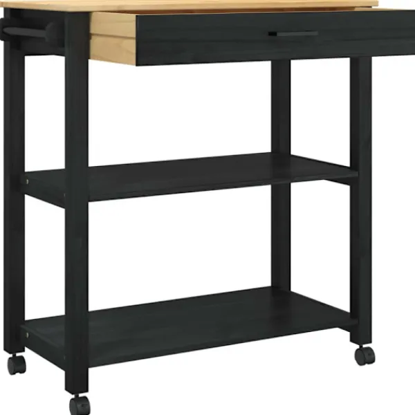 vidaXL Köksö>Köksvagn Enfärgad Svart 84 x 40 x 88,5 cm