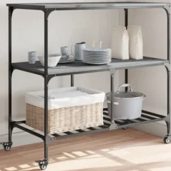 vidaXL Köksö>Köksvagn grå sonoma 100x50x95 cm konstruerat trä