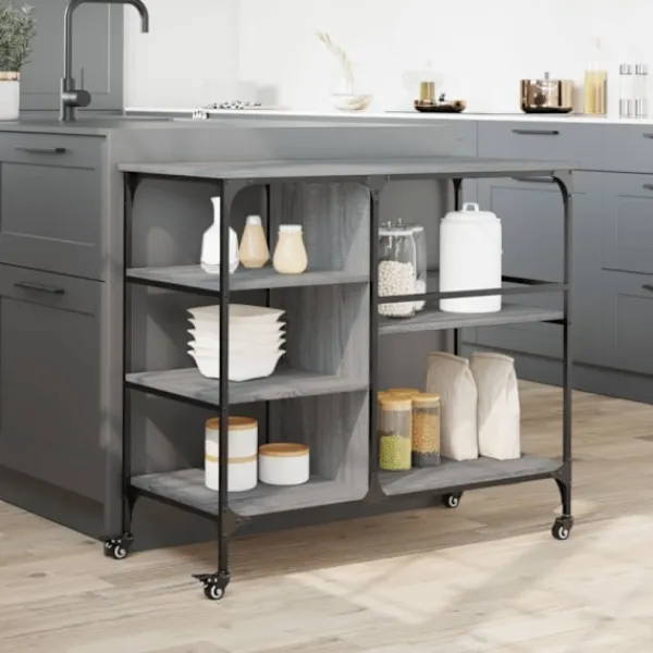 vidaXL Köksö>Köksvagn grå sonoma 100x45x89,5 cm konstruerat trä