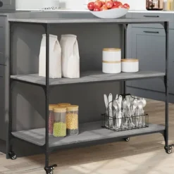 vidaXL Köksö>Köksvagn grå sonoma 102x50x95 cm konstruerat trä