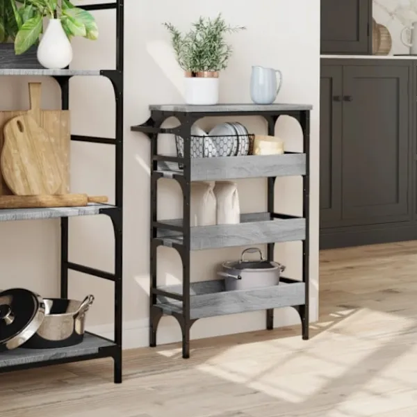 vidaXL Köksö>Köksvagn grå sonoma 53x20x76 cm konstruerat trä