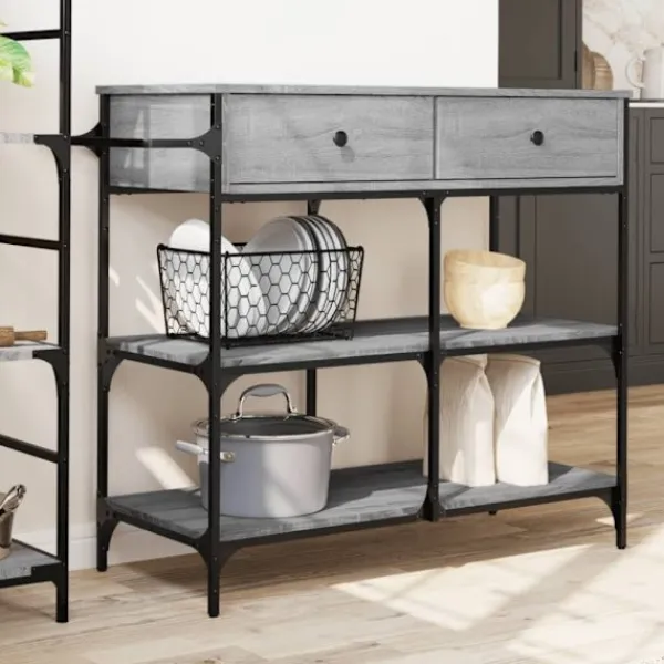 vidaXL Köksö>Köksvagn grå sonoma 105x42x95 cm konstruerat trä