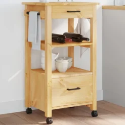 vidaXL Köksö>Köksvagn MONZA 48x40x88,5 cm massivt furu