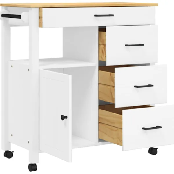 vidaXL Köksö>Köksvagn MONZA 84x40x88,5 cm massivt furu