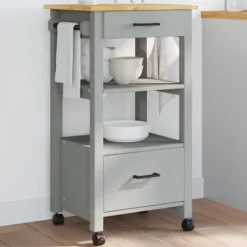 vidaXL Köksö>Köksvagn MONZA 48x40x88,5 cm massivt furu