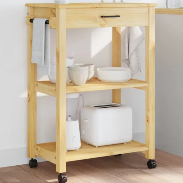 vidaXL Köksö>Köksvagn MONZA 60x40x88,5 cm massivt furu